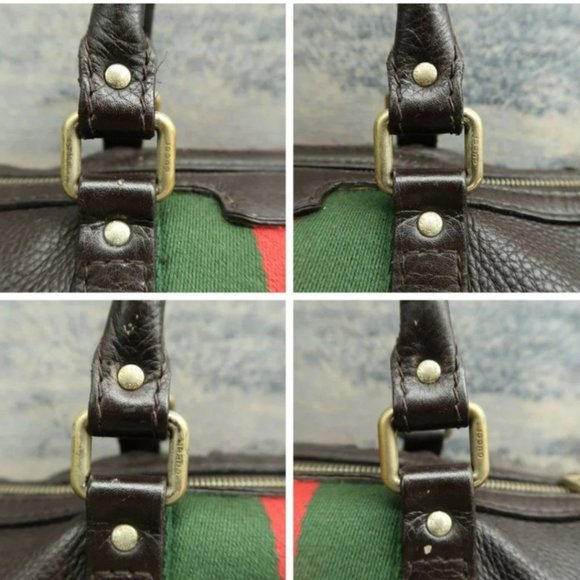 100% Authentic Gucci Boston Brown Leather Satchel Bag - Picture 7 of 12
